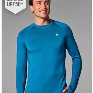 Coolibar Men's Blue Long-Sleeve Swim Shirt - UPF 50 sun protection Agility sz XL